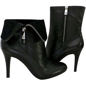 Coach Bethie Black Nappa Leather & Suede Ankle High Heel Booties